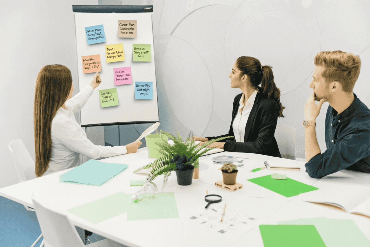 Financial planning materials and workspace
